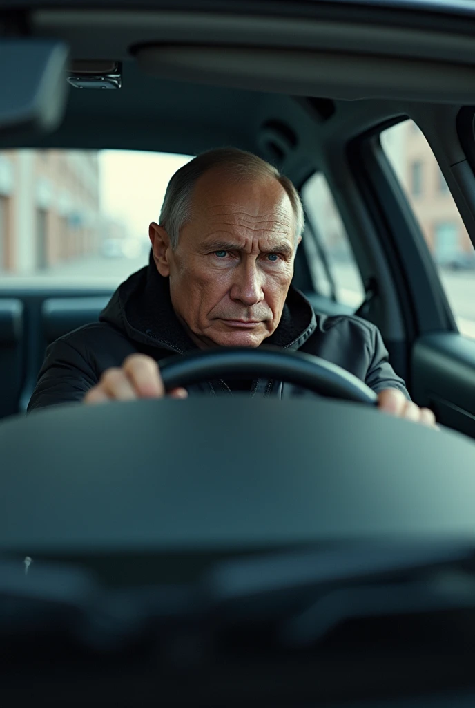 Russian President Vladimir Vladimirovich Putin driving an Opel Astra G