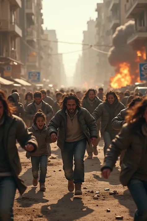 People running from bomb cities
