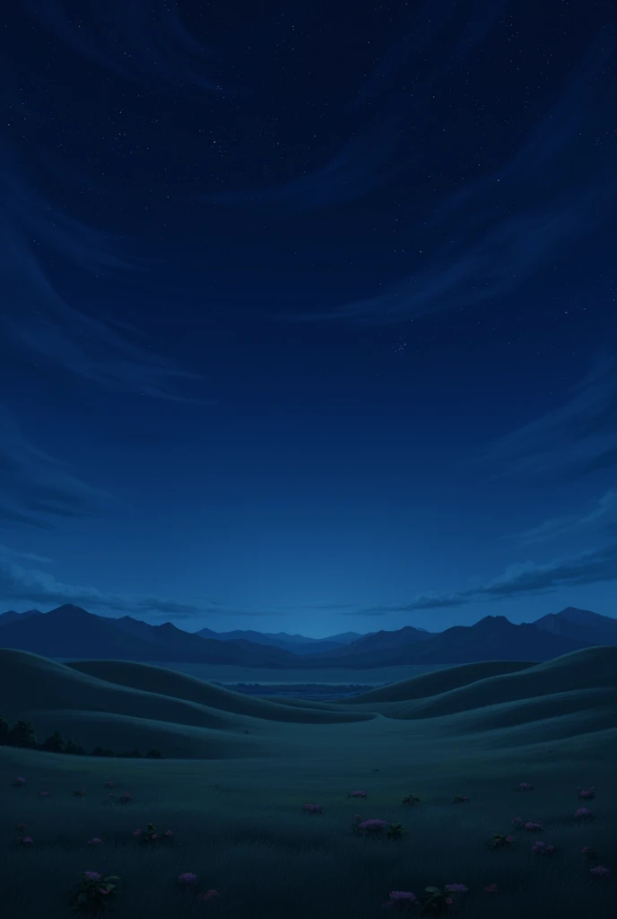 a night sky view, Plains, hills. 