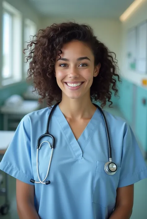 Nurse with curly hair 