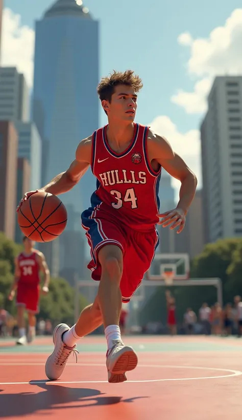 Handsome Teenager Peter Parker Playing Basketball Masterpiece, High Resolution, Accurate, Best Quality, Award Winning,HD,