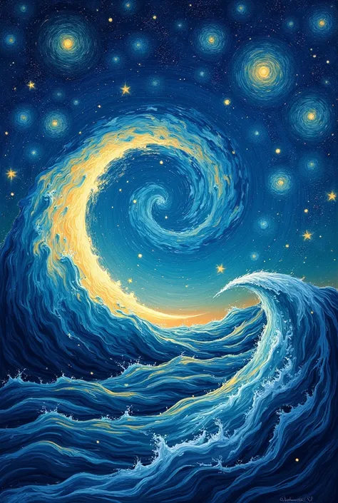 Create an image of the sea where the sea is the starry night by Van Ghog
As detailed as you can see, it is the work of art The Starry Night