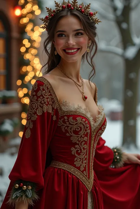 Woman dressed in Christmas 