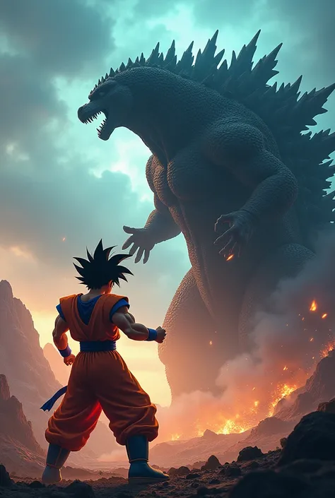 Wallpaper of goku killing Godzilla in 1440p resolution 

