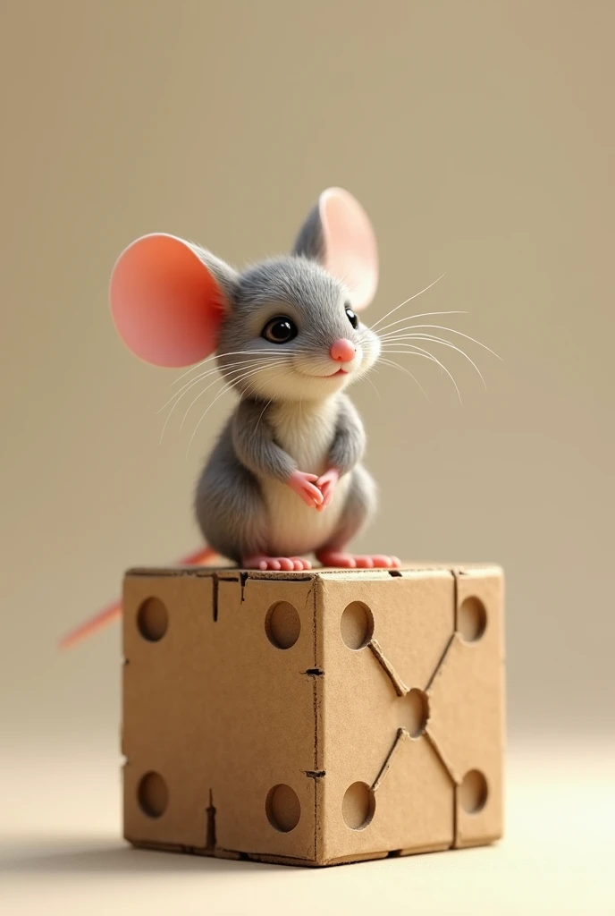 A mouse ensima of a die in cardboard style