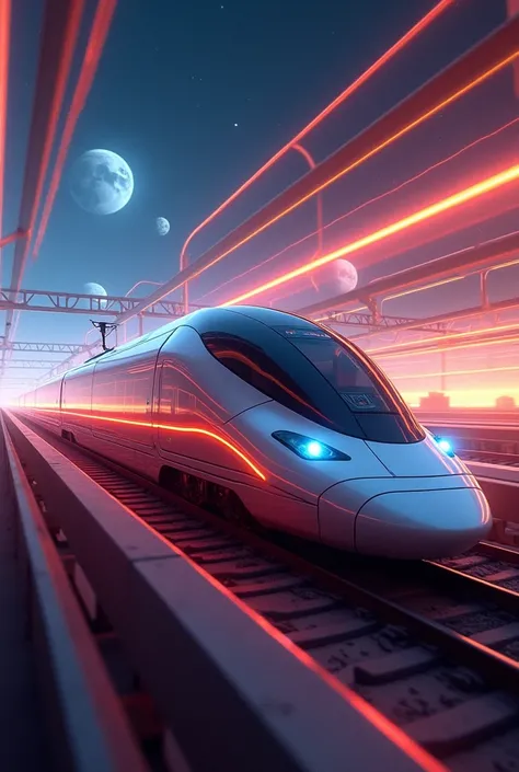 ( best quality, very detailed depiction, incredible high resolution ,Photographic images), super near future trains ,Super futuristic linear motor car,A train that transcends time and space,Warping in progress,Transcending space and time , light is flowing...