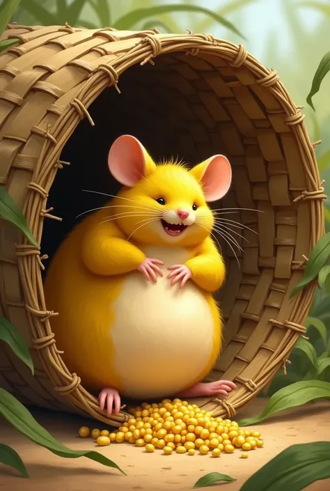 the cute mouse He had to squeeze himself a good deal to get through the narrow opening between the strips of the corn
 basket.

after that But the corn was tempting and the Mouse was determined to get in.

When at last he had succeeded, he gorged himself t...