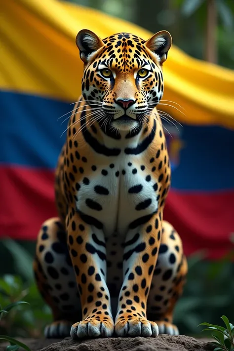 Jaguar with the flag of Ecuador.