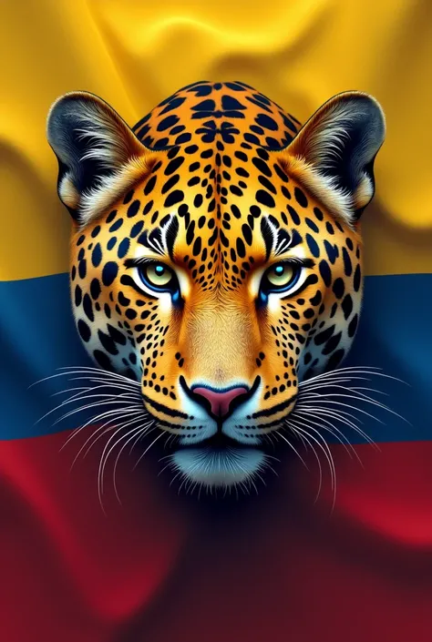 Jaguar face with Ecuadorian flag.