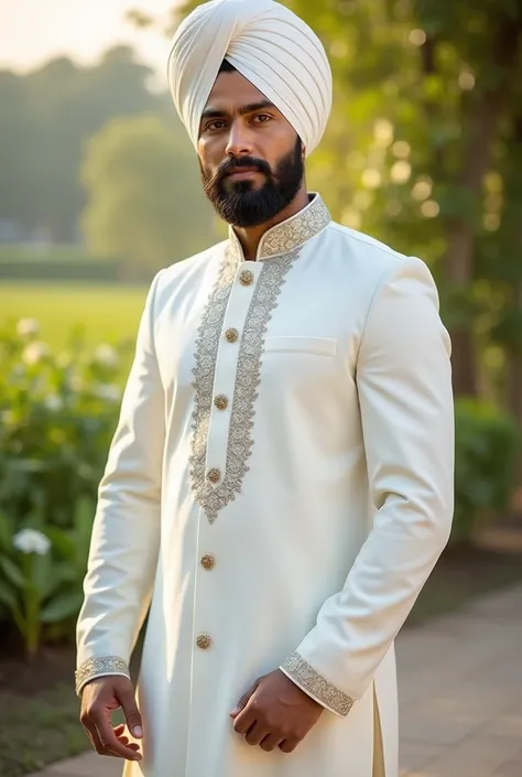 A handsom men wear white Punjabi 