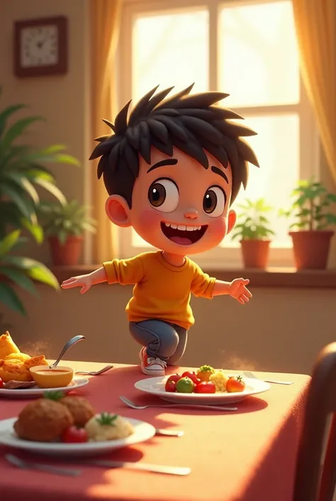 
 There was a  named Zaid. He loved to play and have fun very much, but he had a small problem. : He didnt like to eat !  He always avoided food and left it on the table. He even preferred playing games rather than sitting down to eat his meal.