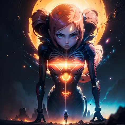 (girl, standing, abstract style, masterpiece, best quality, anime:1.5) AND (alien, universe background, masterpiece, cinematic lighting, dreamy, anime:1.5)