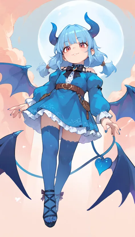 girl,Fantasy, fantasy world,Blue devil Face,Blue devil bodies,Blue devil Wings,Front angle