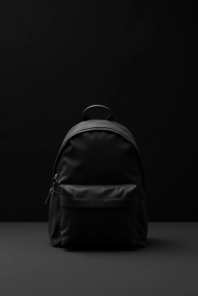 small black backpack with black background