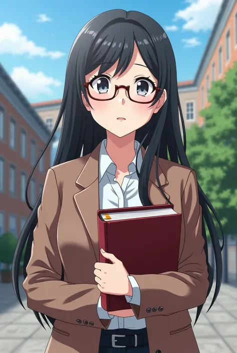  SCENE 1 : " A young university student , with long hair and glasses ,  holds an English book in front of the university saying: &#39;Hello! Im Katherin Ballen ,  I decided to study a degree in Foreign Languages with an emphasis on English at the Universit...