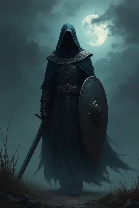 Midnight Keeper with a hoodie,sword and shield 