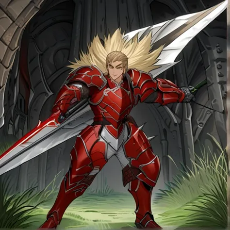 Masterpiece, HD, high resolution, high quality, best quality, super detailed. Solo character alone. Fantasy art.
{{(A 30-years-old male-human-knight:(appearance: fair skin. Blue-eyes with black-pupils. Darker-blonde-short-spiky-shorter-hair. Darker-blonde-...