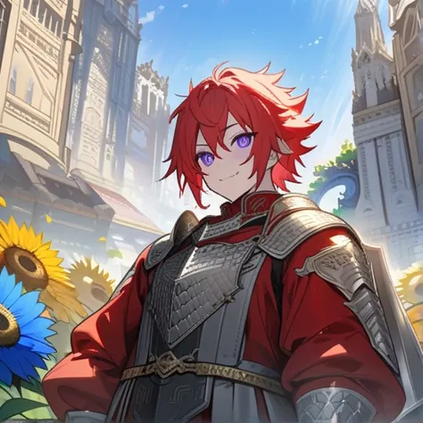 Masterpiece, HD, high resolution, high quality, best quality, super detailed. Solo character alone. Fantasy art.
{{(A 20-years-old male-barbarian-red-haired-boy),(appearance: fair skin. purple-eyes with black-pupils. scarlet-red-short-spiky-shorter-hair. s...