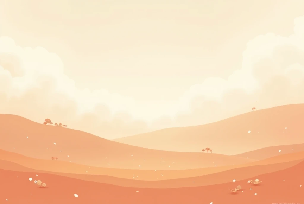 Pastel orange fantasy landscape background minimalist anime drawing style