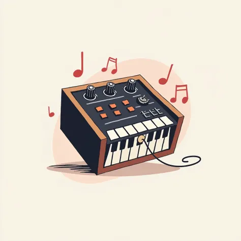 Music box, Logo, mixer, piano keys, music symbol elements,