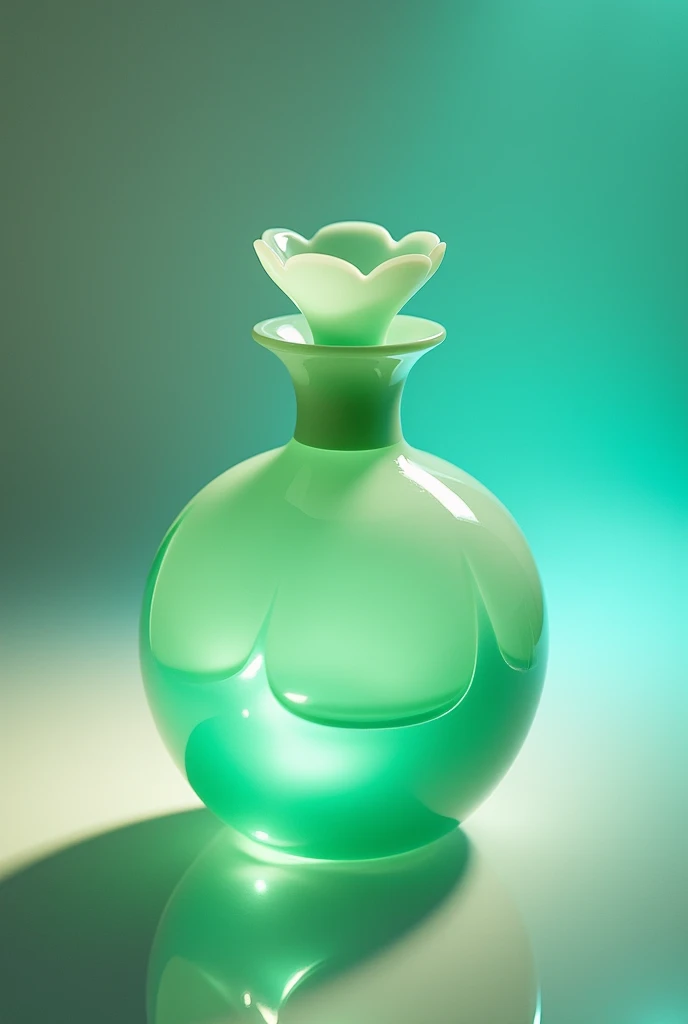 Green cyristal glass opalescent perfume bottle 