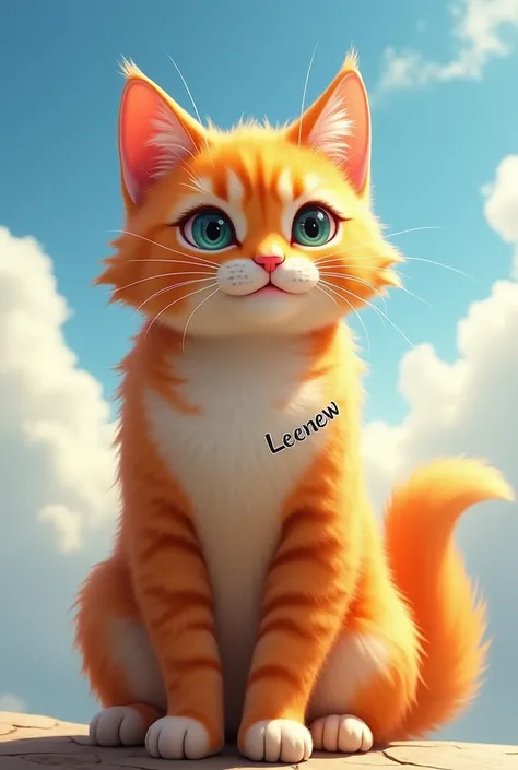 Turns into a male orange cat and the word SKY is clearly seen behind it, and the right chest is embroidered with the name Leenew.