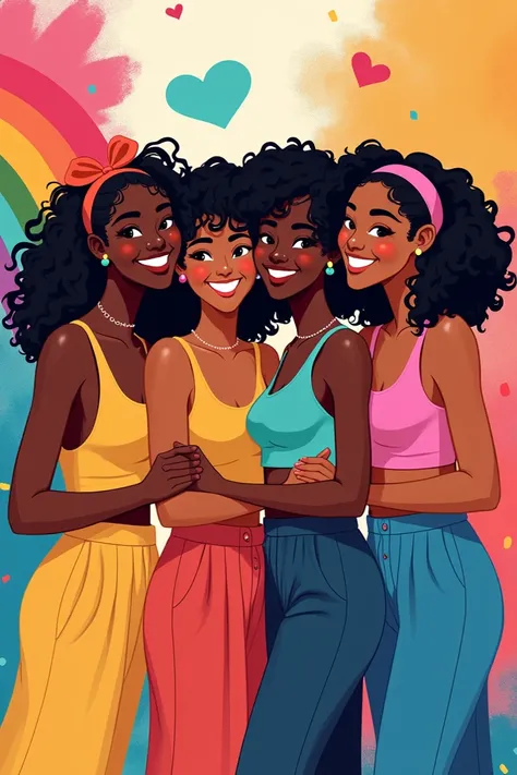 create a lgbt theme picture with 4 women on it