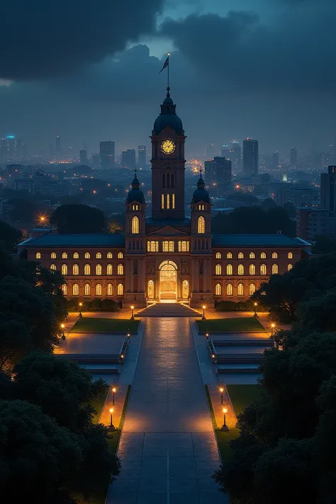 National Autonomous University of Mexico at night 