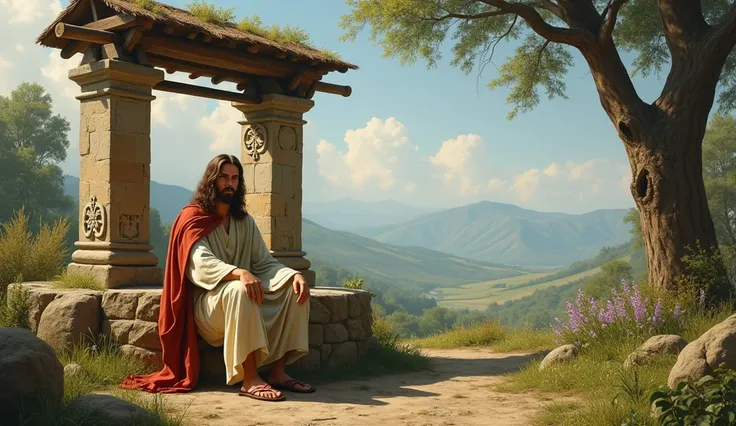 Jesus christ seating beside the well