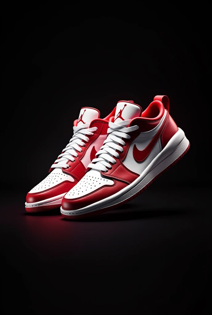 Black background Jordan Nike animated white and red sneakers 