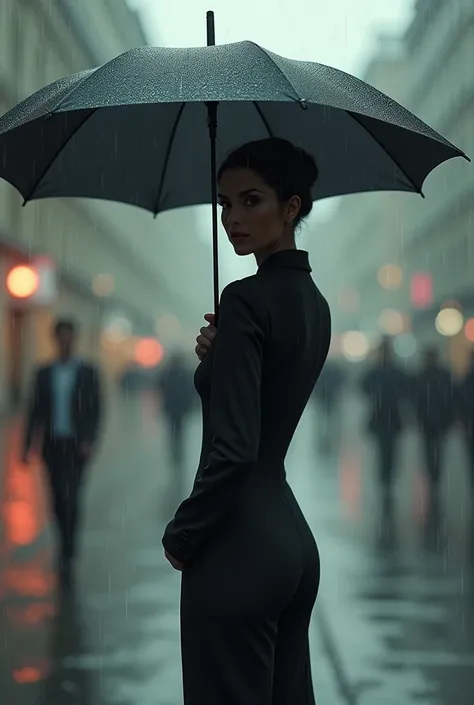 Slim woman with an umbrella