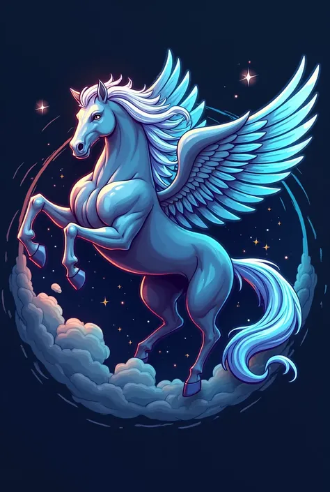 Esport logo animal flying horse effect no inscription " ORION"