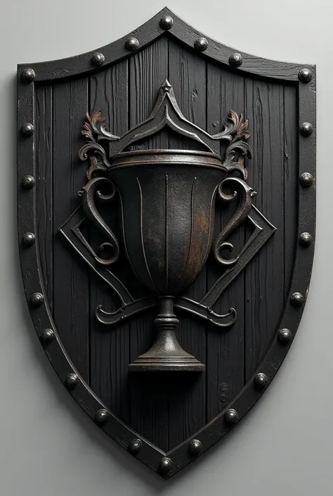 Black wooden shield with the gridoneta franchise that says gridoneta and has a cup behind the shield