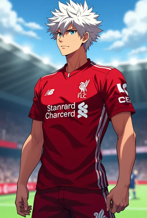  Asta wearing a Liverpool FC shirt