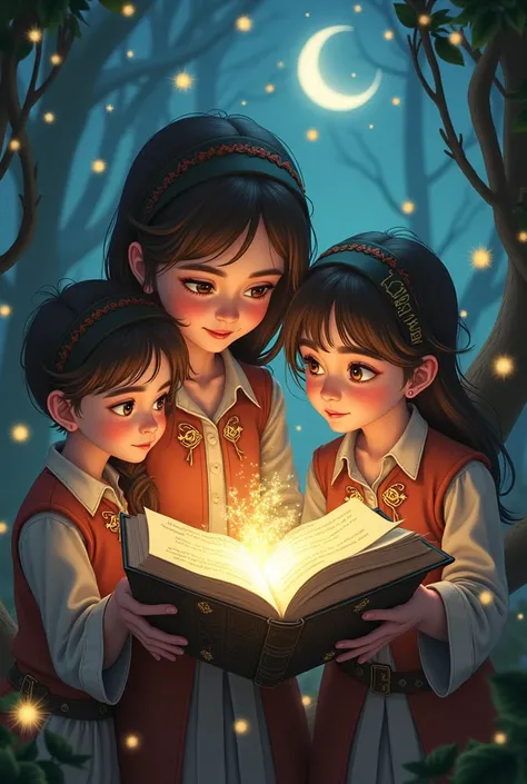 An adventurous girl found the magic book of logical mathematical reasoning and taught it to two ren to learn