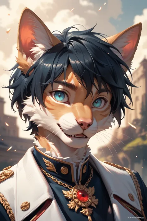 (dark environment:0.8),masterpiece, high quality, absurd res, digital painting (artwork), by dagasi, yupa,kiyosan,(anthro,fluffy fur,character focus:1.1),anthro male cat,short hair,portrait, bright eyes,panorama,character focus.(detailed background:0.7),.....