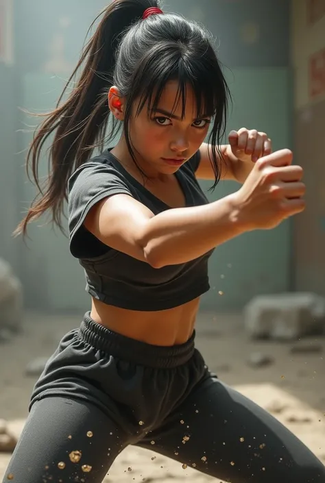 Adolescent  in fighting pose　 girl