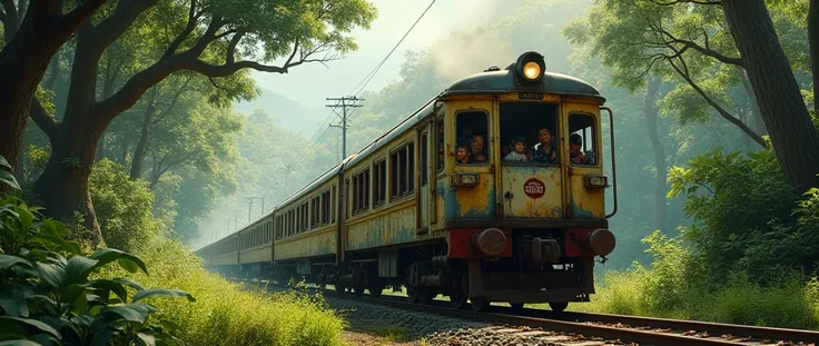 Thai Railways , 3rd Class Train Van , Trains Running in the Forest , Thai Locomotive Head