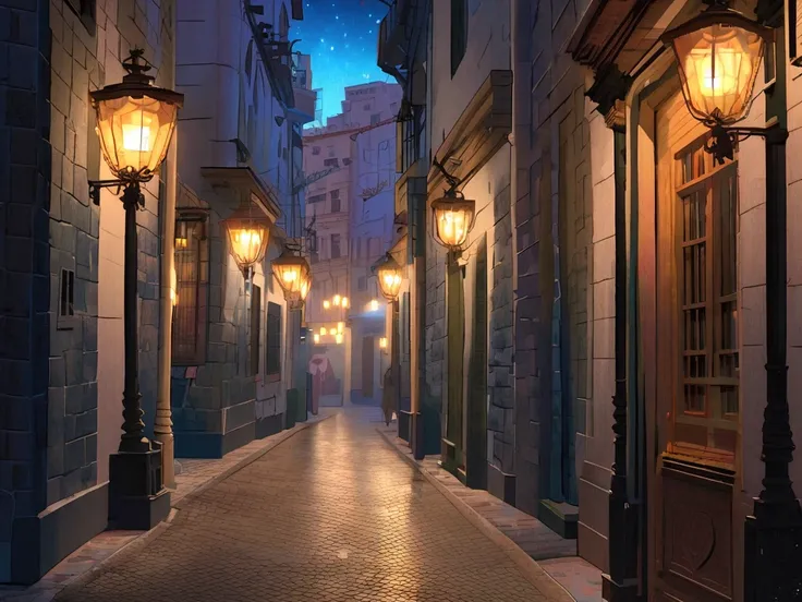 Calle Grande at night