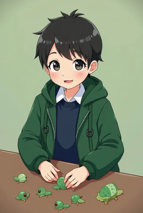 I NEED SOME REN IN MPRESCHOOL UNIFORMS GREEN AND DARK BLUE JACKET AND DARK BLUE SWEATSHIRT PLEASE ITS NOT A SKIRT ITS A SWEATSHIRT AND THEY MUST BE  REN DOING CRAFTS WITH EGG CUBS SPECIFICALLY BUGS THAT GREEN IS FINE