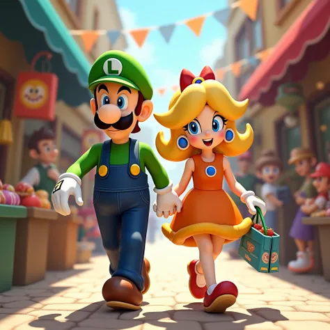 Luigi is shopping with Daisy。