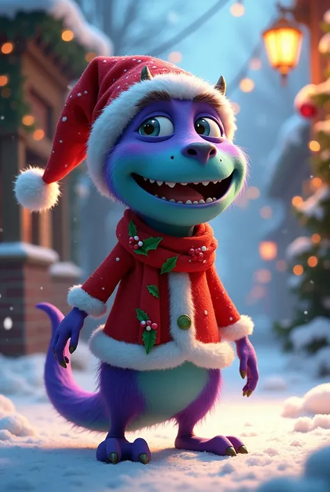 randall de monster inc. with Christmas costume  