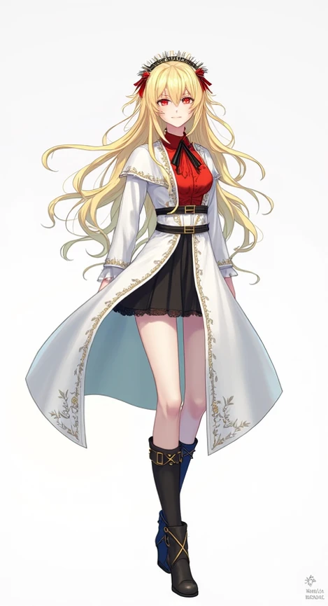 alba,  the vampire servant of her castle ,  is a fascinating figure that arouses both curiosity and admiration .  Her golden hair shines under the ambient light ,  as if each thread were made of rays of the sun ,  contrasting with the dark aura that surrou...