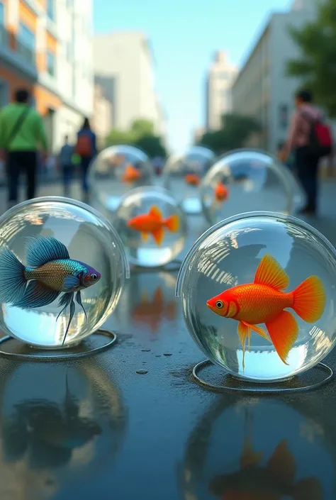 Transportation by polyurethane aquarium fishes on place to another place realistic picture 