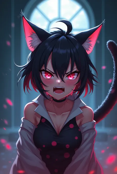 Anime-style cat girl angry in the background 777
