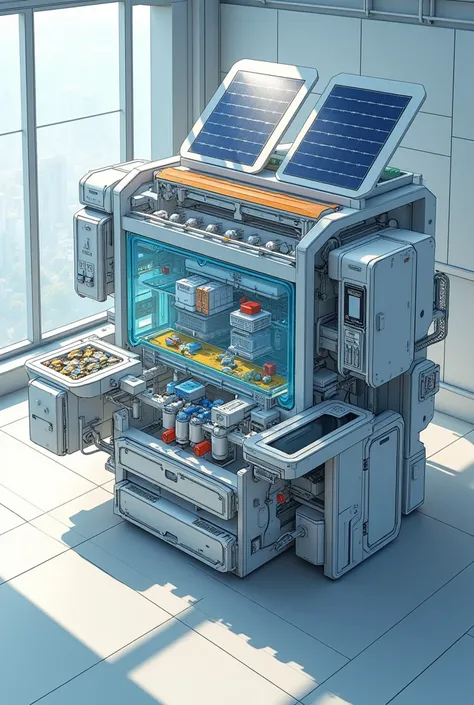 illustration of how would work the auto segregation machine with solar powered and self cleaning 