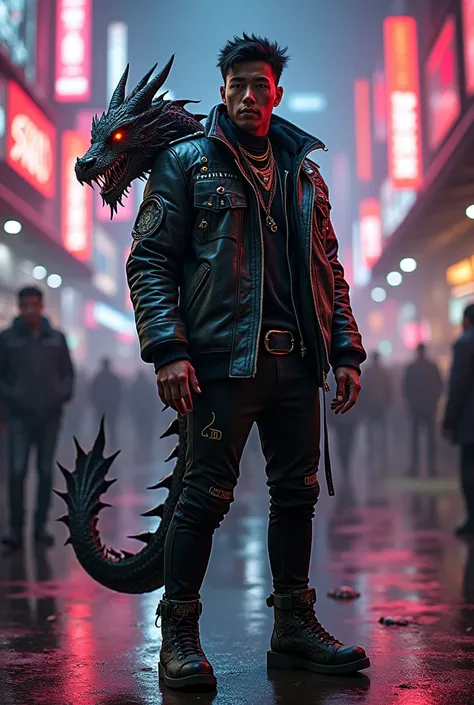 Dragon punk designs with a leather jacket boots a rave