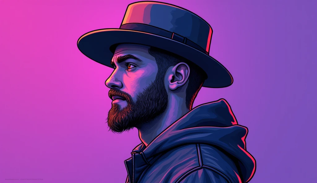 a screenshot of a man with a hat and a purple background, jen bartel, 🚀🚀🚀, by Adam Rex, reddit post, avatar for website, by Josh Bayer, by Ryan Pancoast, trending on conceptartworld, trending on itch. io, by Nicholas Marsicano, by Drew Tucker, hyper detail...