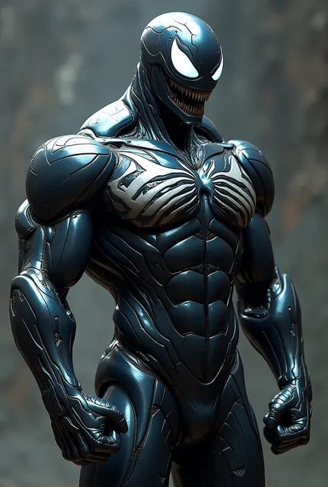 ((best quality)), ((masterpiece)), (detailed),  muscular Superman in metallic chroma venom armour