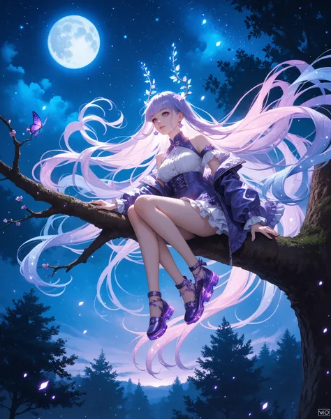 score_9, score_8_up, score_7_up, source_anime,
surreal, 
1girl,Kpop idol, very long hair, floating hair,glowing hair, 
 night scene,moon in the sky,purple hues,starry night,dreamlike atmosphere,glowing edges,mystical,high contrast,ethereal light,sitting on...